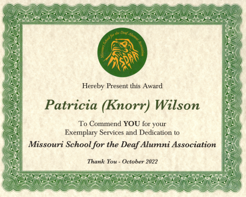 Picture of Patricia (Knorr) Wilson Certificate